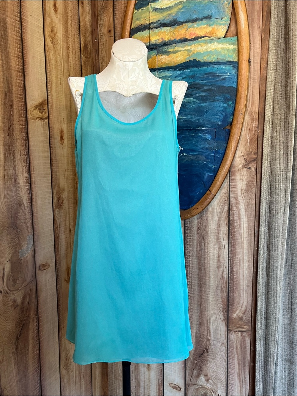 💋 Turquoise Sleeveless A-Line Dress